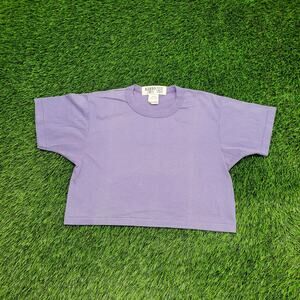 Vintage 80s MOD Blank Crop-Top Shirt Womens Small 18x15 USA